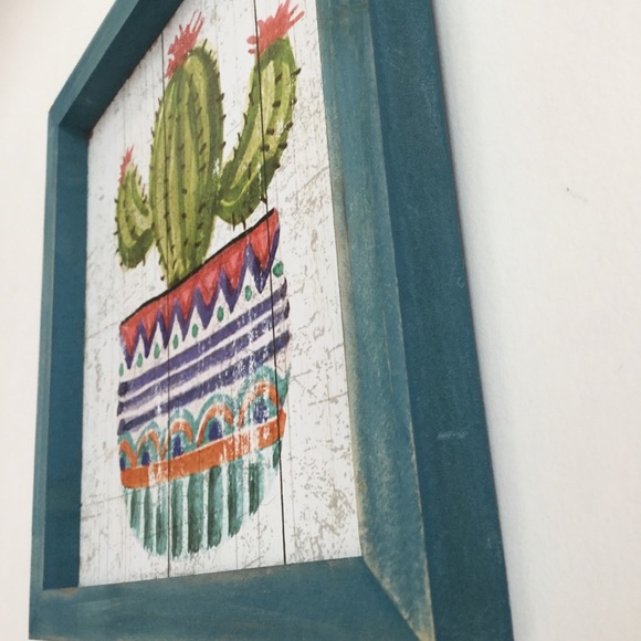 Vibrant Cactus Wall Art with Aged Frame - Picture 3 of 6
